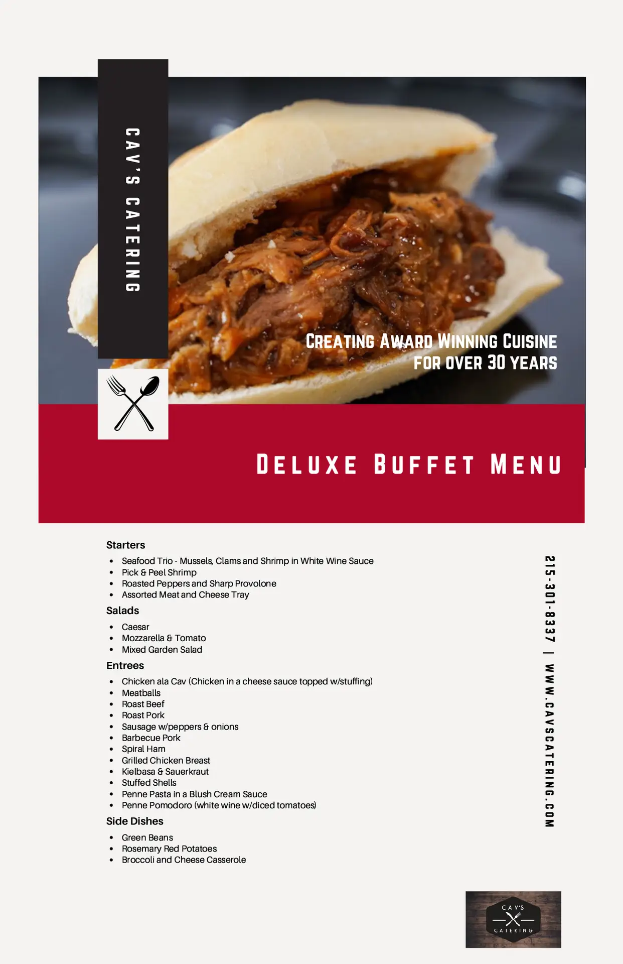 Cav's Catering Buffet Menu